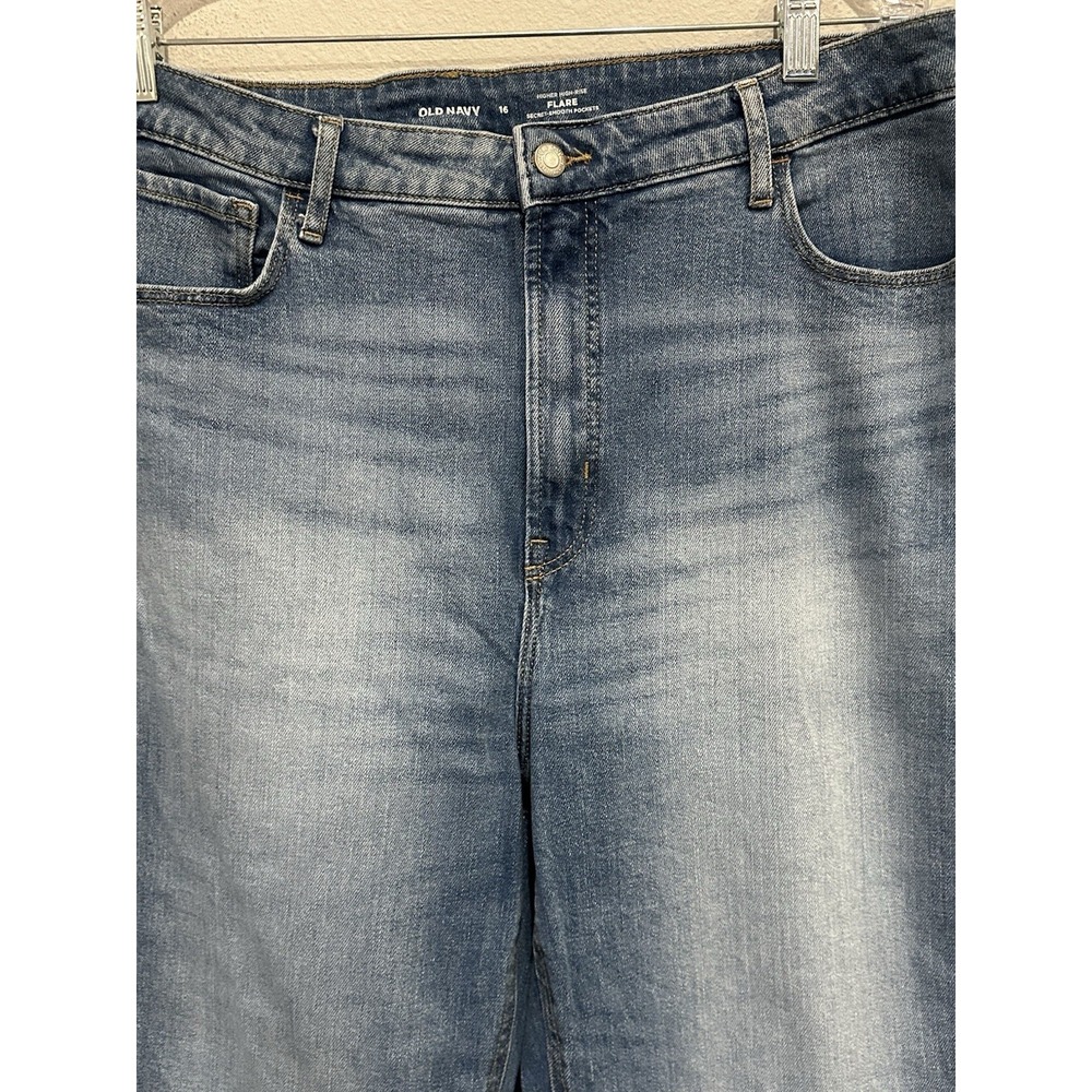 OLD NAVY SZ 16 FLARE Cotton Spandex Blue High Rise Jeans Stretch Comfort - Picture 3 of 9